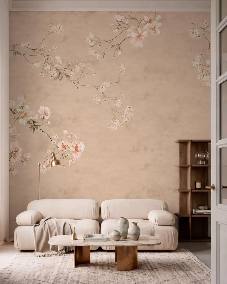 murais de parede Ramos em flor sobre areia w05427v2