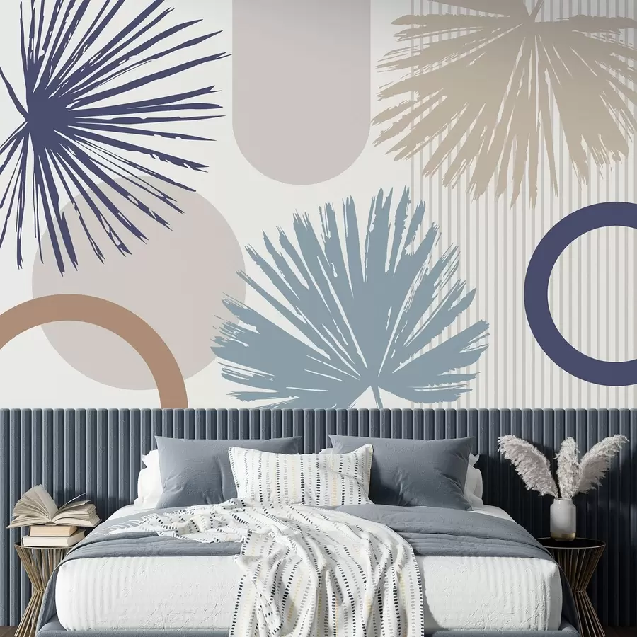 murais de parede Abstração com silhuetas vegetais e geométricas w05505v1