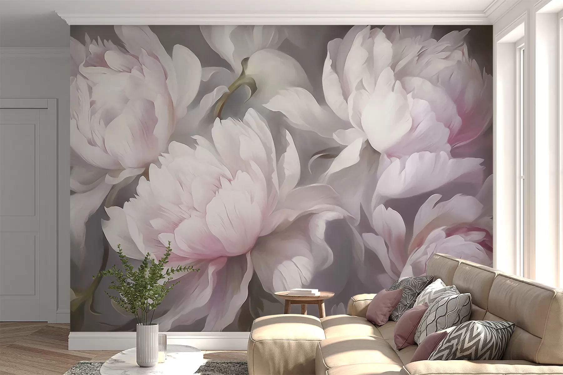 murais de parede Flores em tons pastel w09760