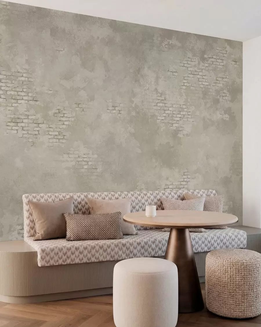 murais de parede Reboco leve de estilo grunge com trechos de tijolo à vista w05161v1