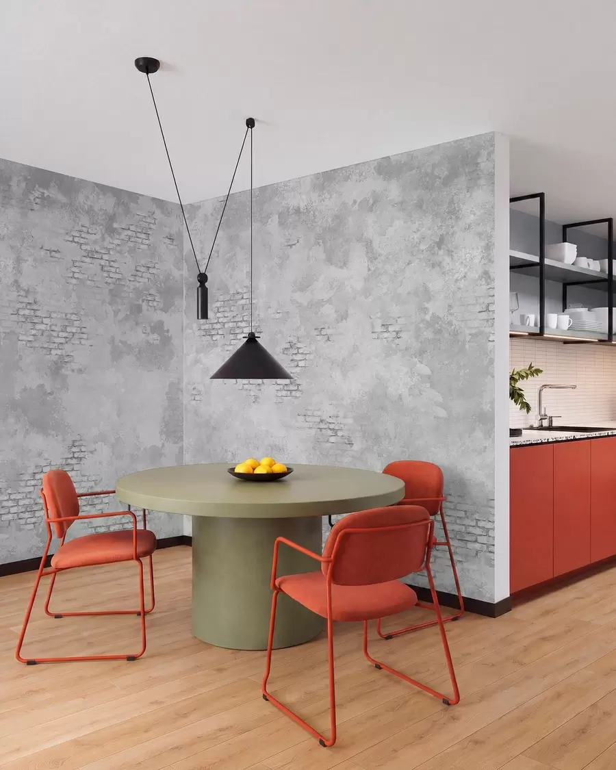 murais de parede Reboco cinzento estilo grunge com trechos de tijolo à vista w05161v2
