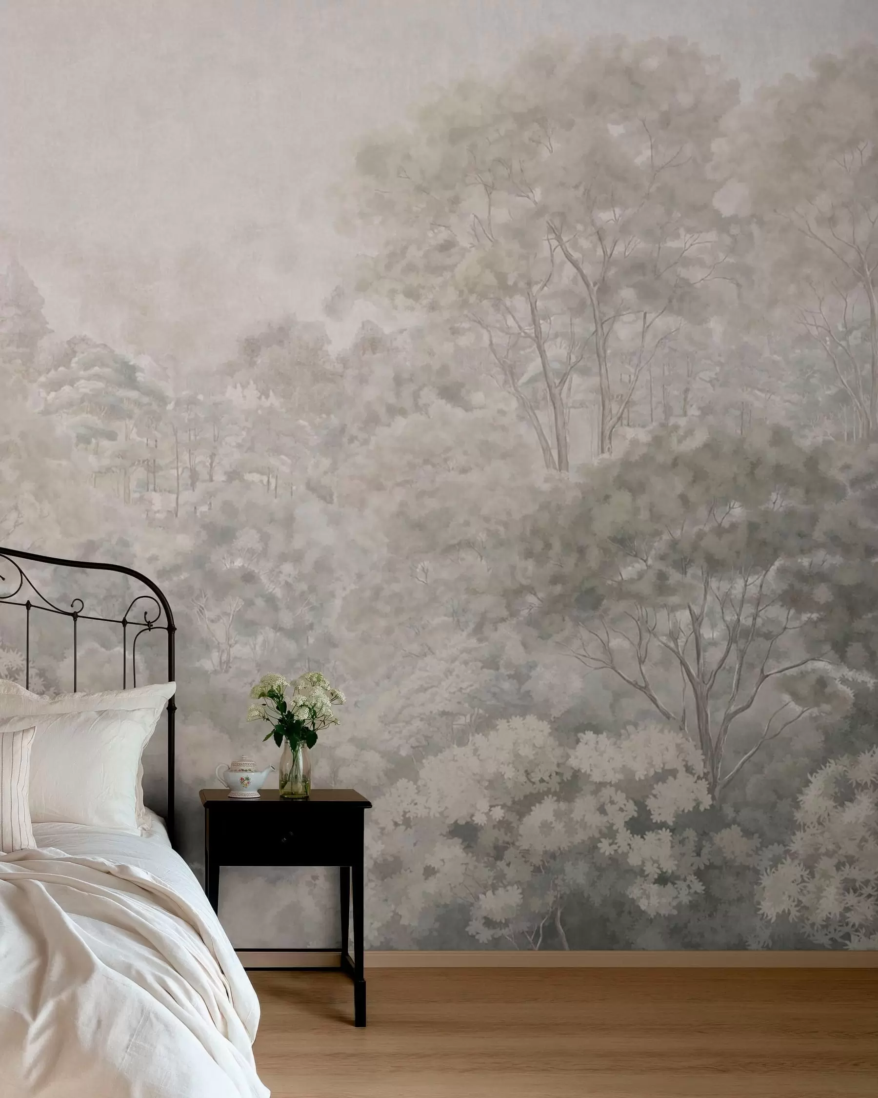 murais de parede Paisagem florestal vintage em tons pastel w05433v2