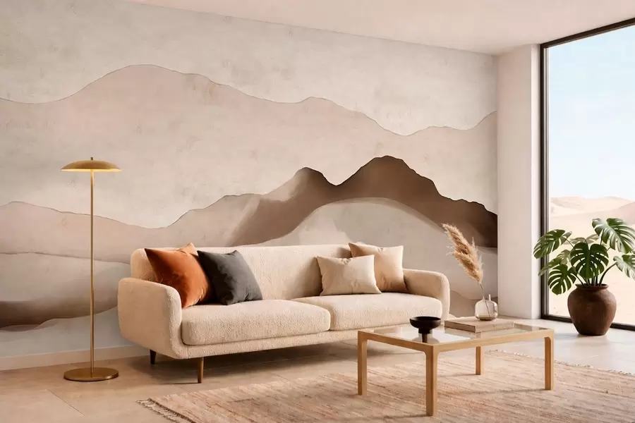 murais de parede Montanhas abstratas nos estilos Japandi e minimalista w05434