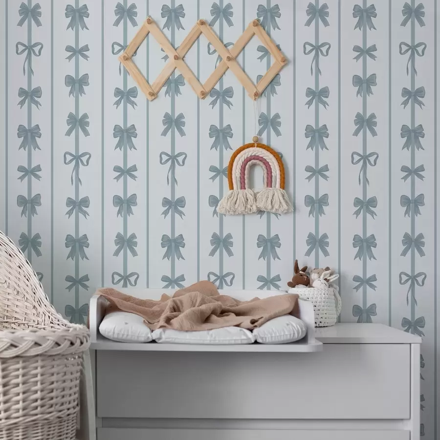 murais de parede Laços azuis às riscas sobre um fundo claro a01075v2