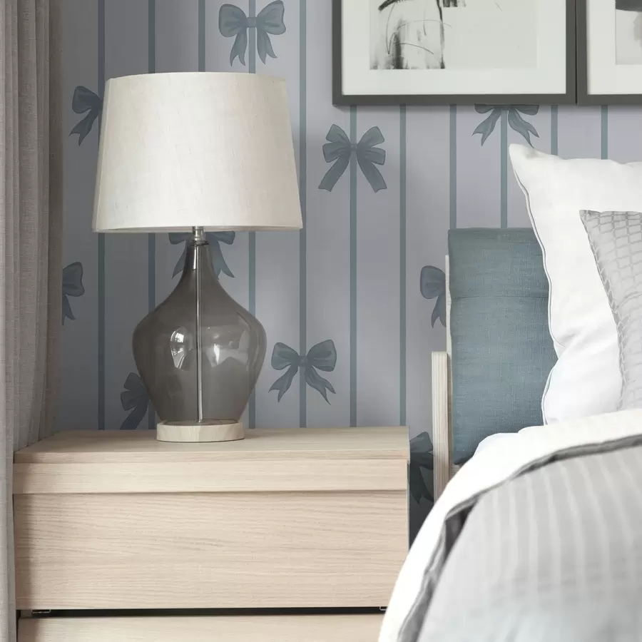 murais de parede Laços azuis sobre um fundo claro às riscas a01162v2