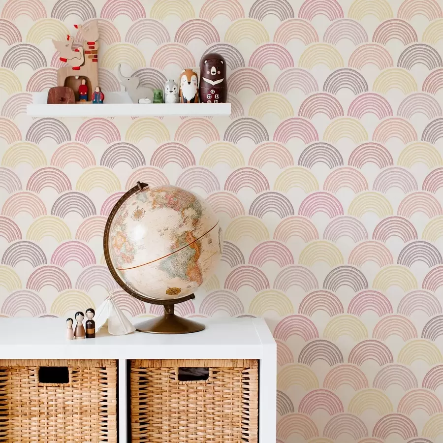 murais de parede Arcos em tons pastel num padrão repetitivo a01164v1