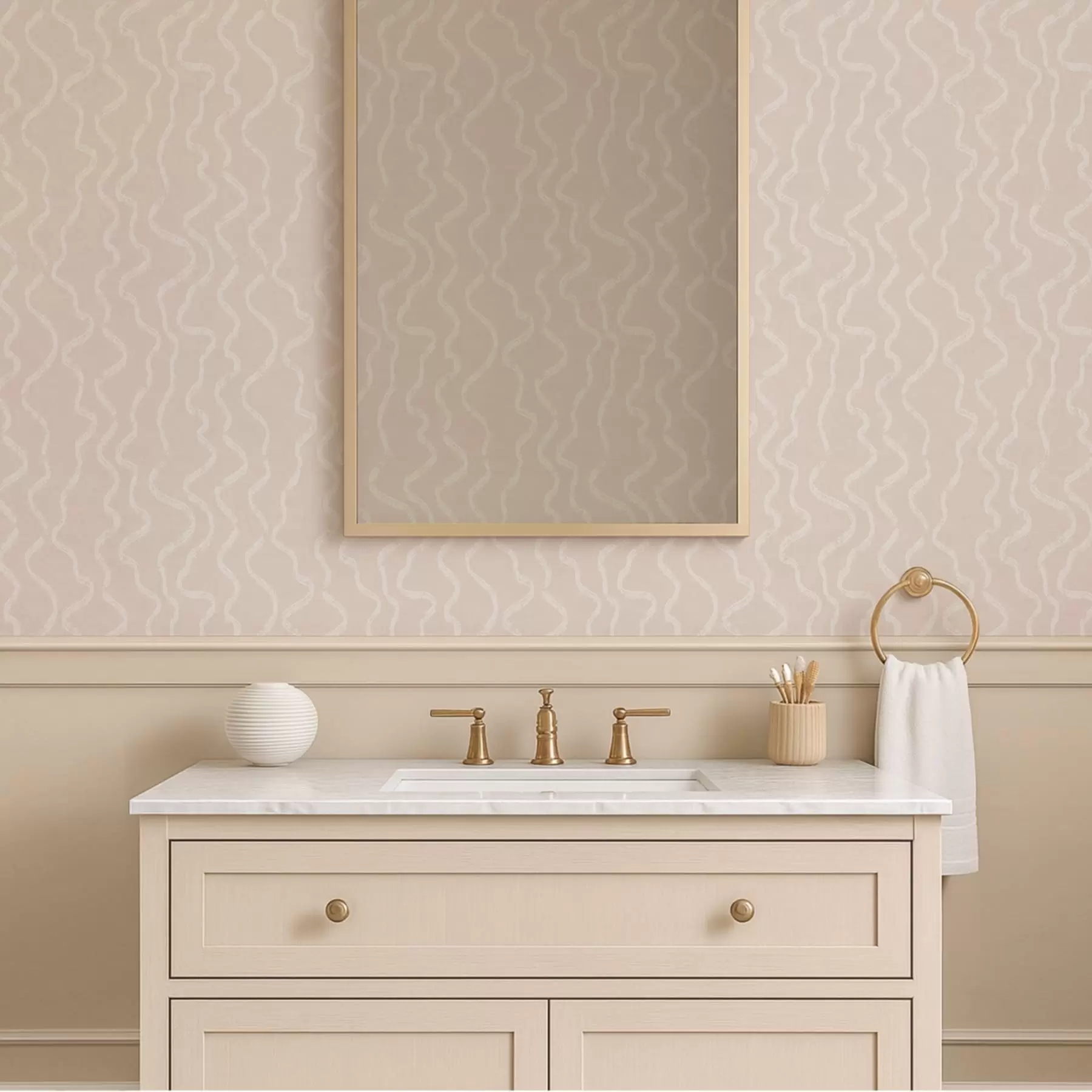 murais de parede Padrão ondulado de luz sobre fundo bege a01167