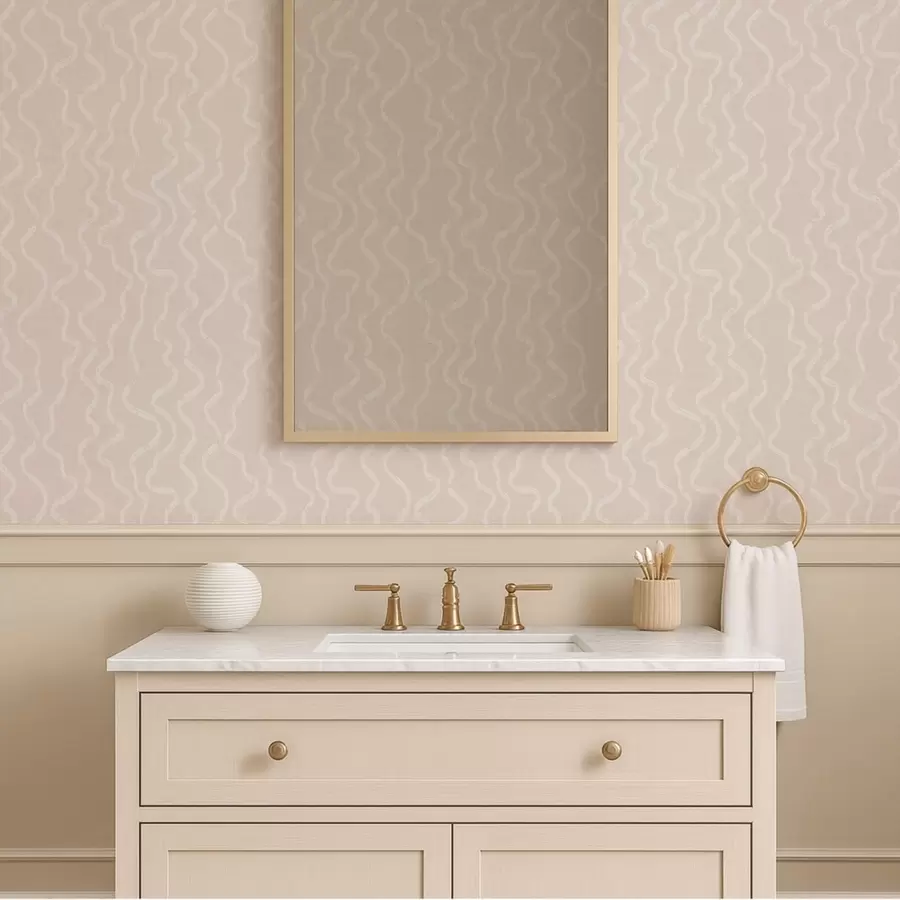 murais de parede Padrão ondulado de luz sobre fundo bege a01167