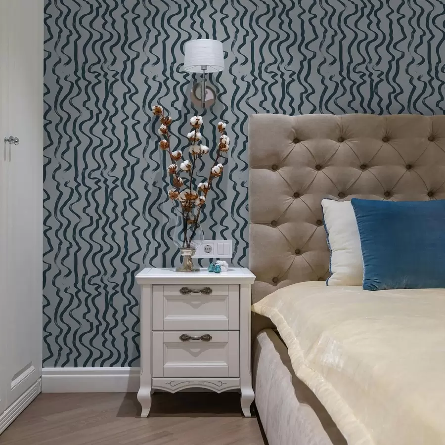 murais de parede Linhas onduladas escuras sobre fundo azul a01168v1