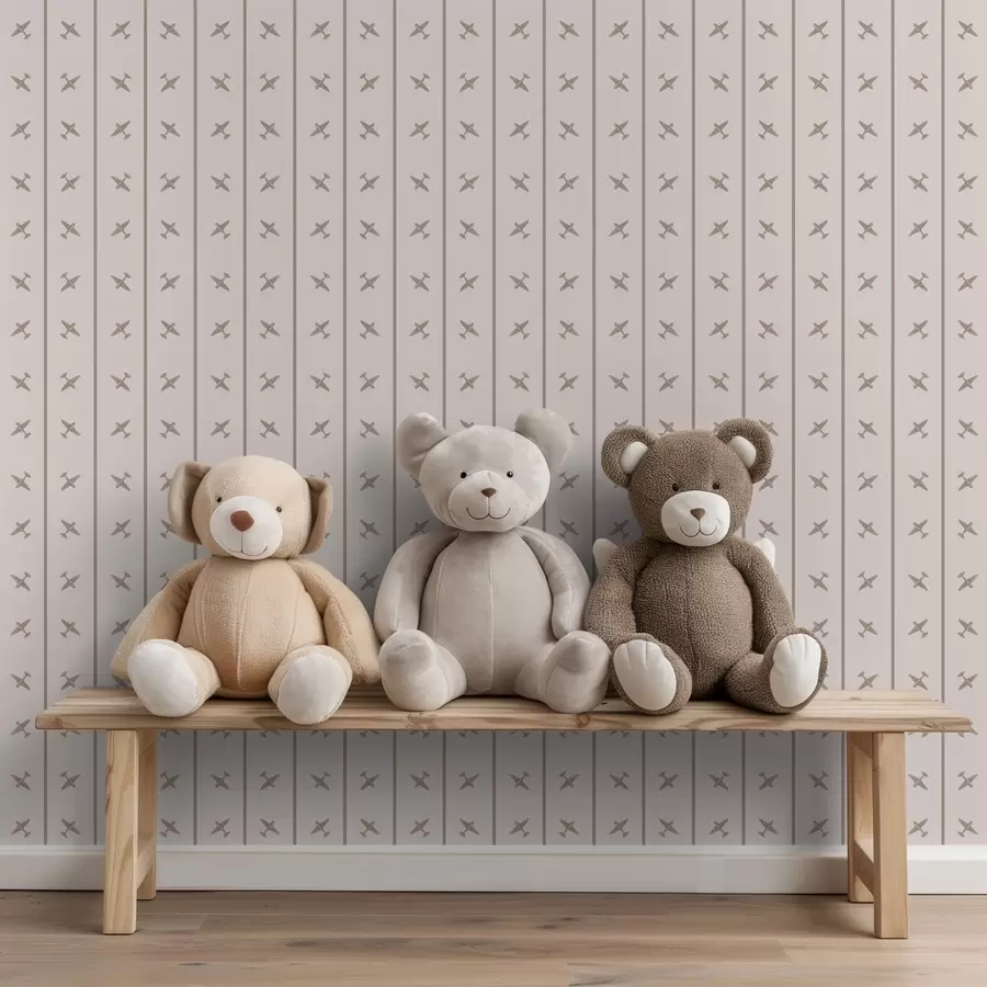 murais de parede Aviões com padrão às riscas em tons de bege a01169v1