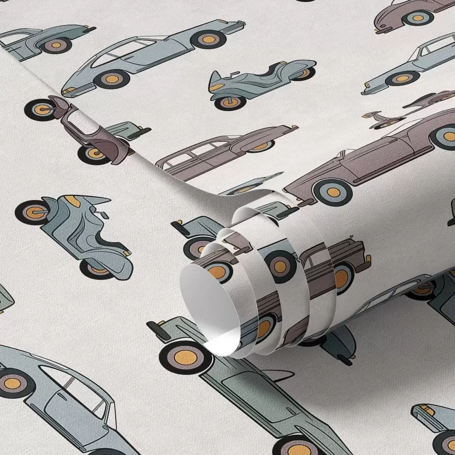 murais de parede Carros e scooters retro sobre um fundo claro a01172