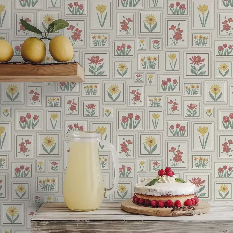 murais de parede Ilustrações florais emolduradas sobre fundo claro a01173v1