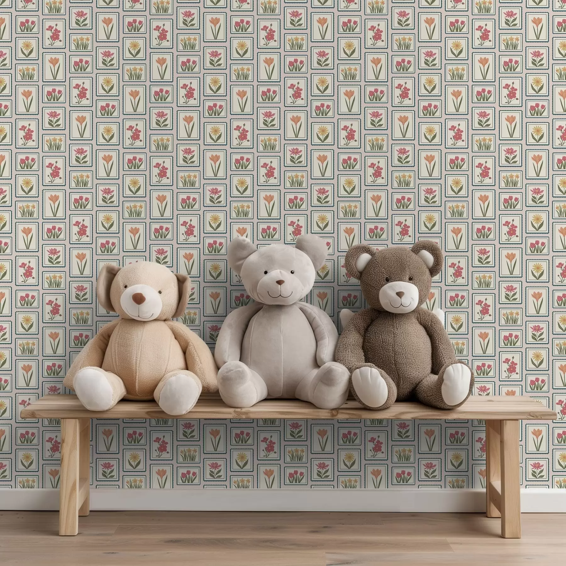 murais de parede Ilustrações florais emolduradas com bordas a01174