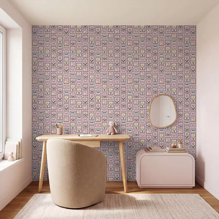 murais de parede Ilustrações emolduradas em tons de lilás a01175v1