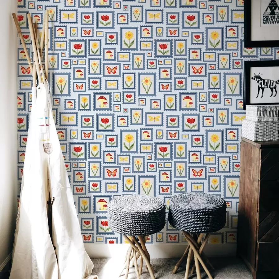 murais de parede Ilustrações emolduradas sobre fundo azul a01176