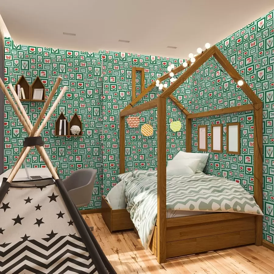 murais de parede Ilustrações emolduradas com bordas verdes a01176v1