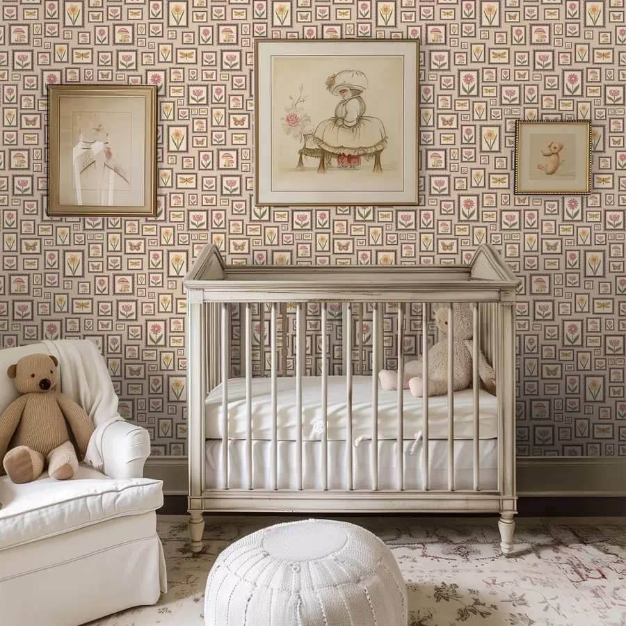 murais de parede Ilustrações emolduradas em tons quentes de bege a01176v2