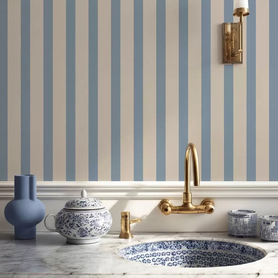 murais de parede Riscas verticais em bege e azul claro a01180v3