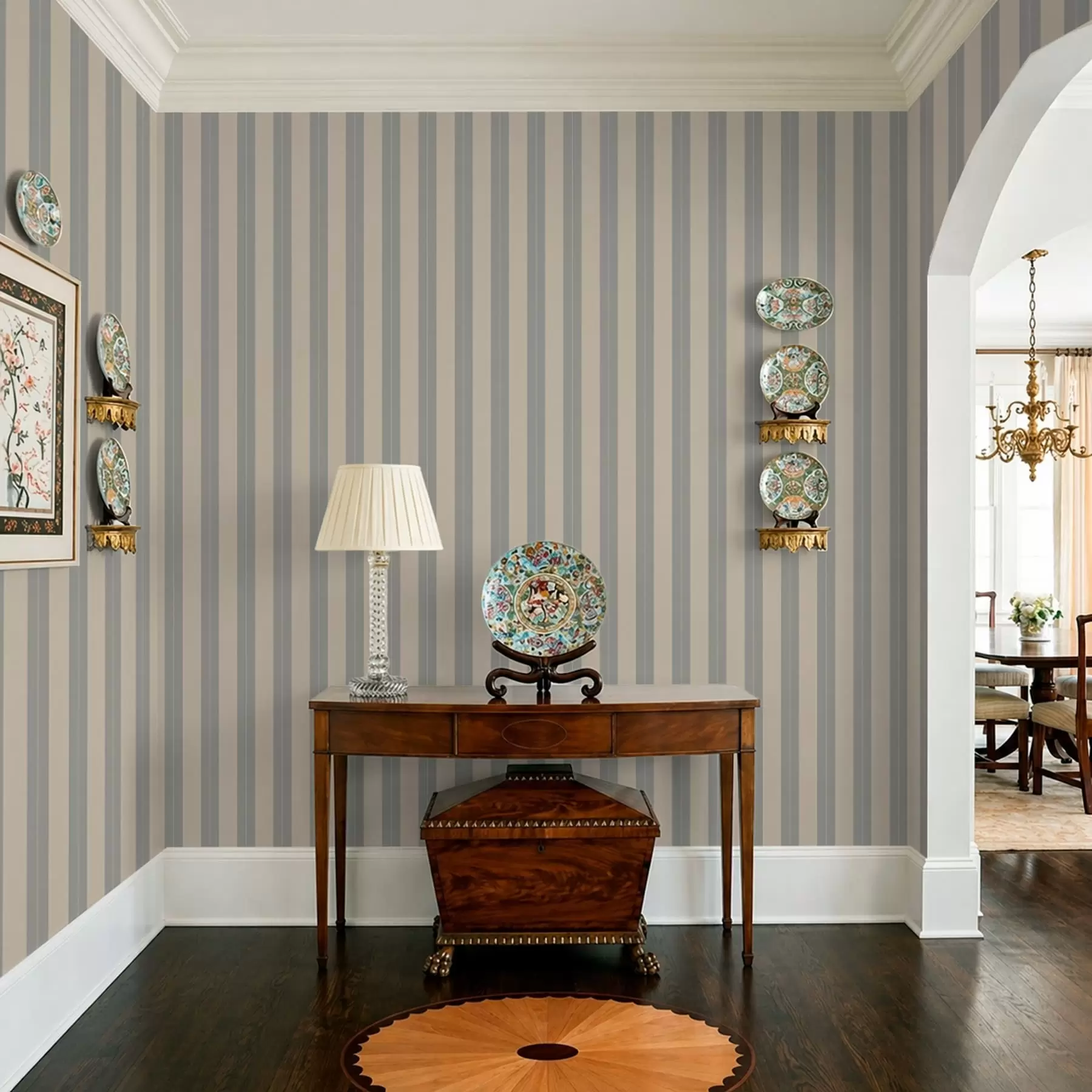 murais de parede Riscas verticais cinzentas e bege a01181