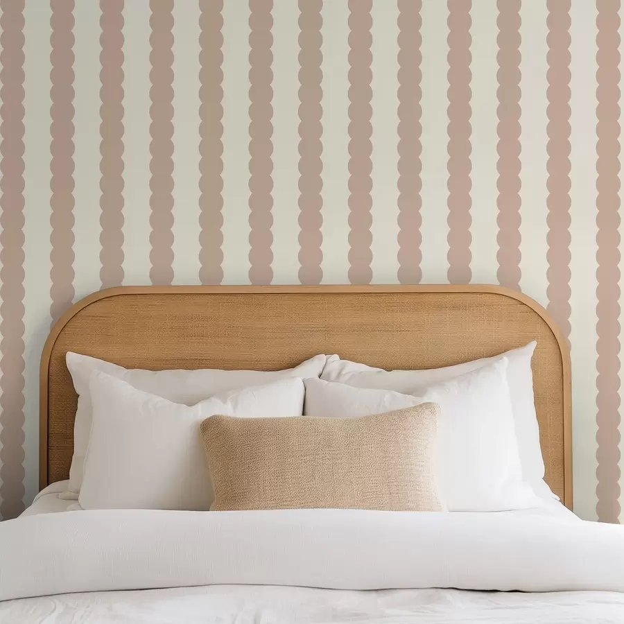 murais de parede Riscas onduladas em bege, em estilo minimalista a01182v2