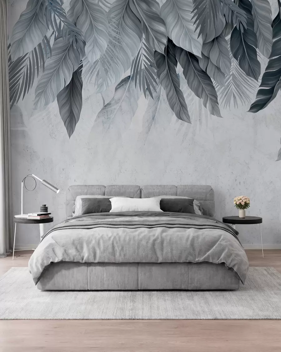 murais de parede Folhas tropicais penduradas sobre betão w05521v1