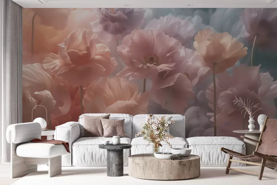murais de parede Flores delicadas com pétalas translúcidas à luz suave da manhã w09847