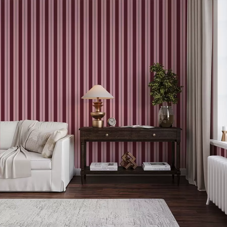 murais de parede Riscas vermelhas e cor-de-rosa com linhas contrastantes a01183v2