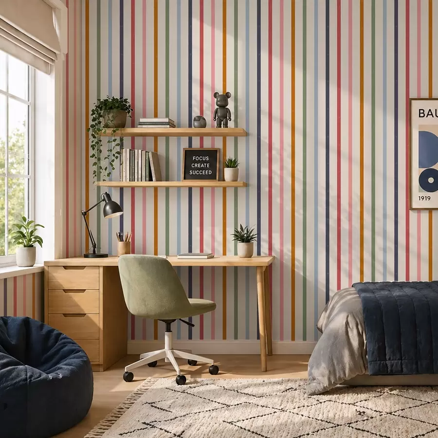 murais de parede Riscas multicoloridas brilhantes sobre um fundo claro a01184