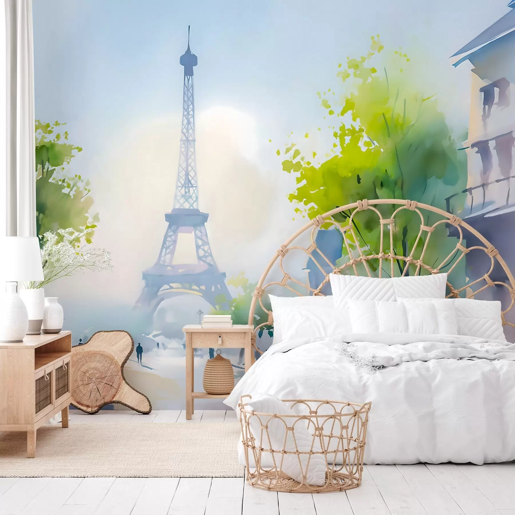 murais de parede Paris, uma paisagem urbana em estilo aquarela à la prima w05566