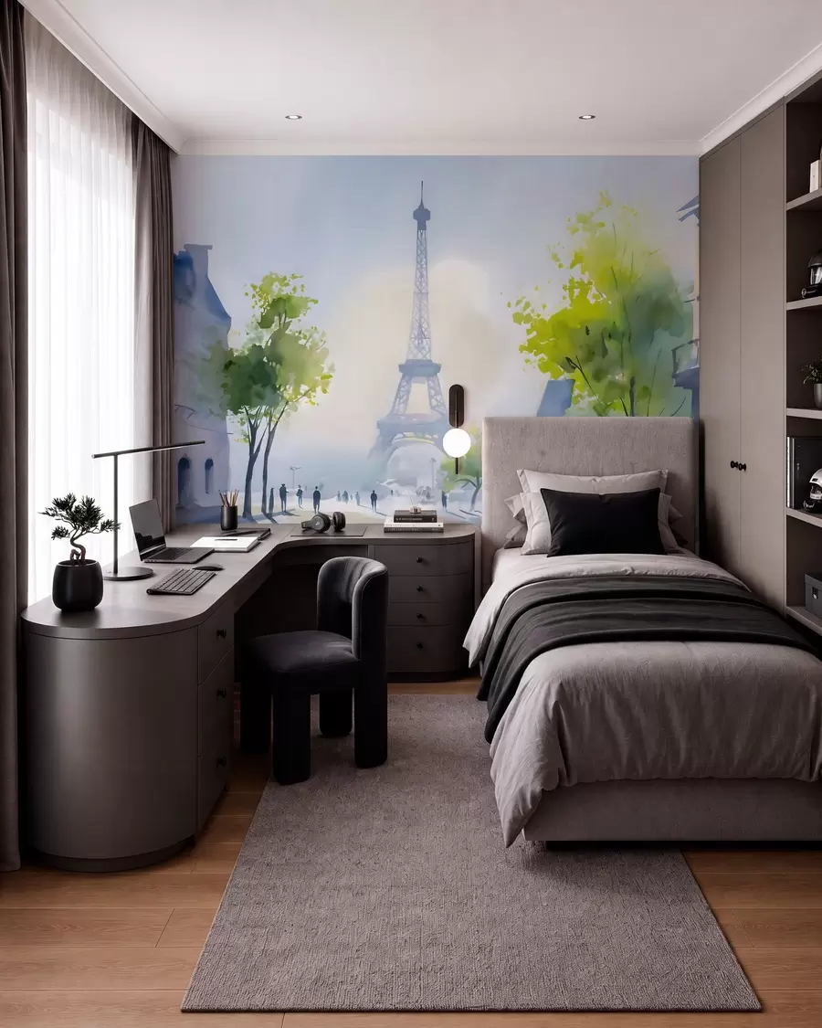 murais de parede Paris, uma paisagem urbana em estilo aquarela à la prima w05566