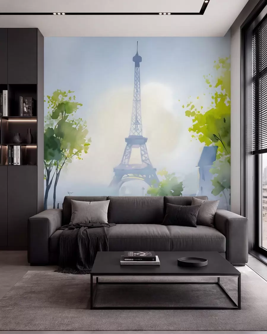 murais de parede Paris, uma paisagem urbana em estilo aquarela à la prima w05566