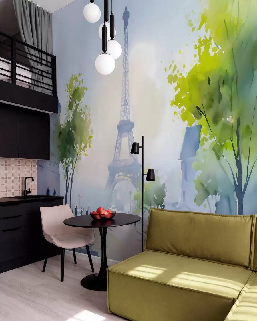 murais de parede Paris, uma paisagem urbana em estilo aquarela à la prima w05566