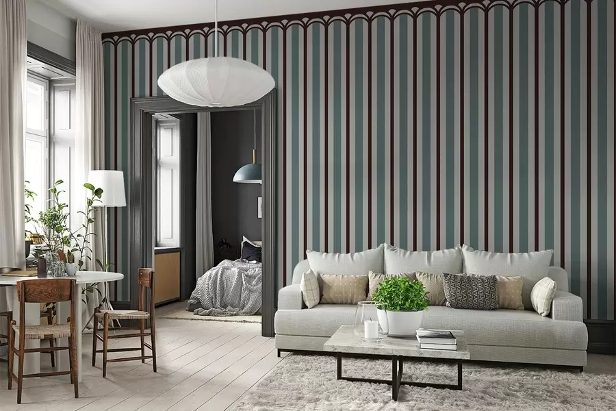 murais de parede Ornamento vertical em tons de azul e castanho w05610v5