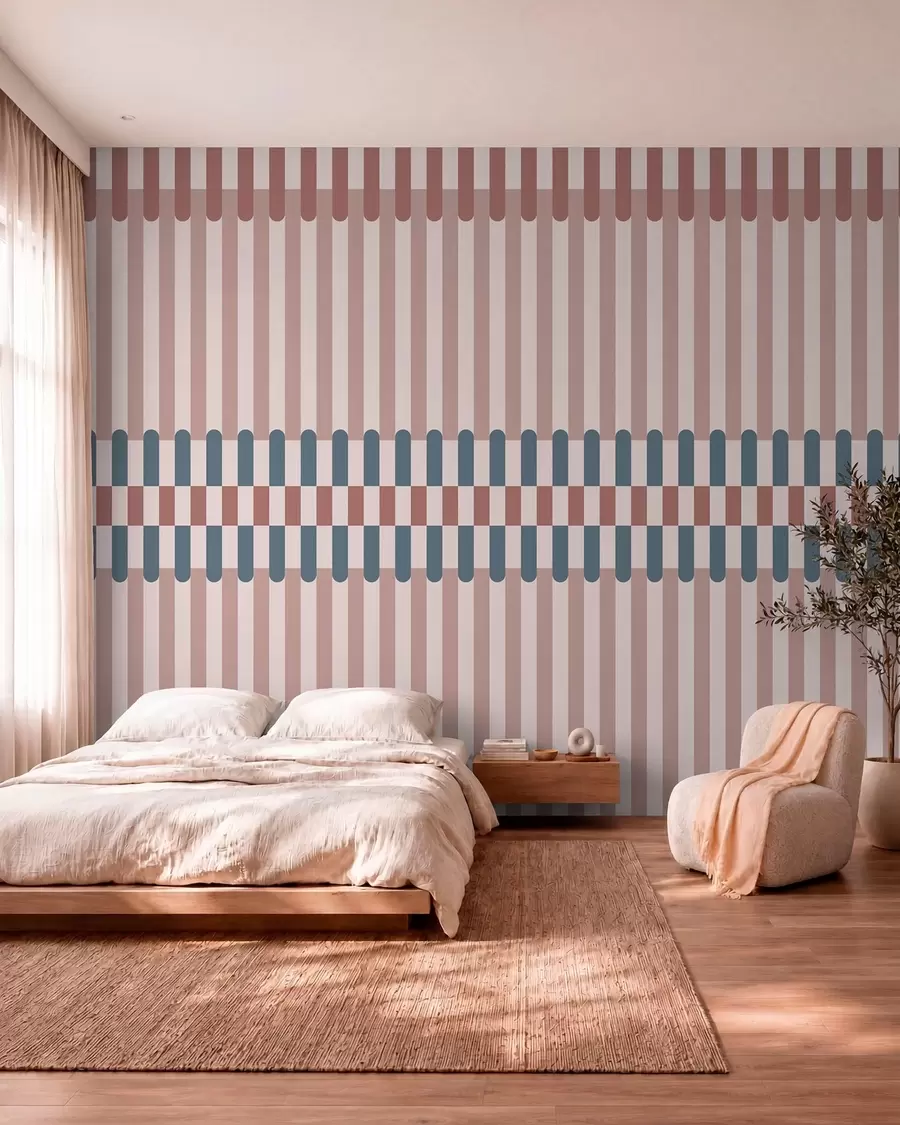murais de parede Padrão às riscas em tons de rosa e azul w05150v5