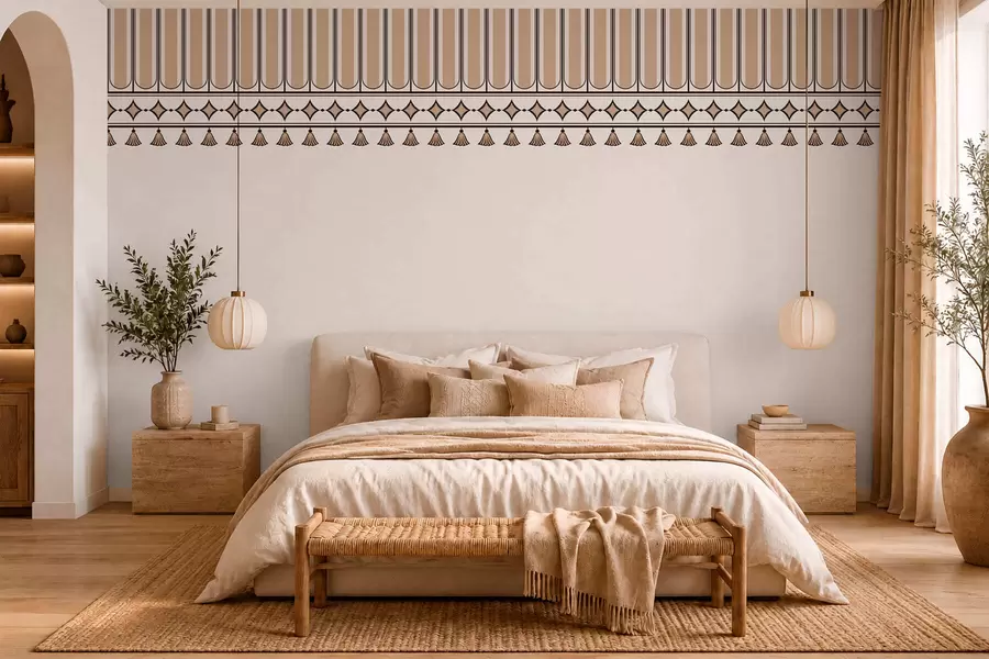 murais de parede Borda decorativa em tons de bege w05151