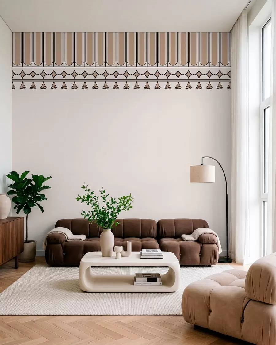 murais de parede Borda decorativa em tons de bege w05151