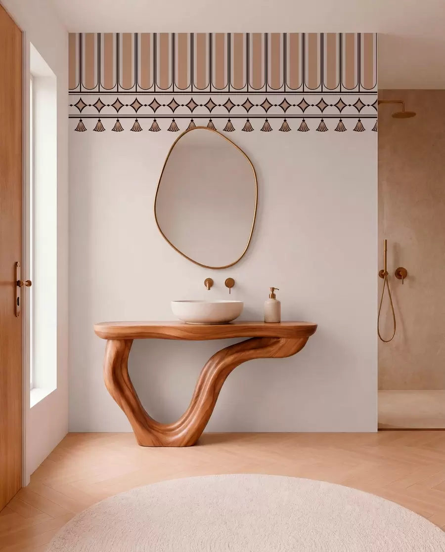 murais de parede Borda decorativa em tons de bege w05151