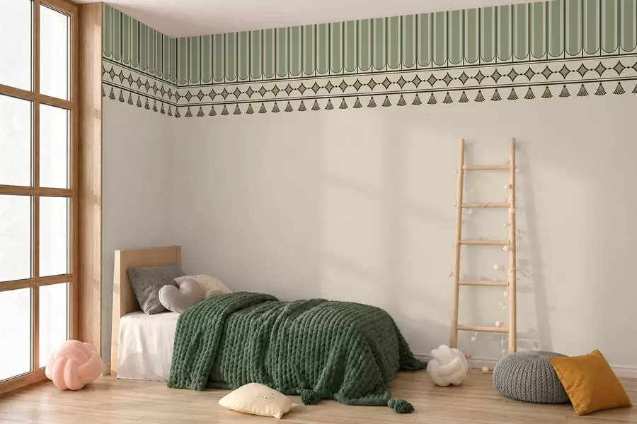 murais de parede Borda ornamental em tons de verde w05151v1