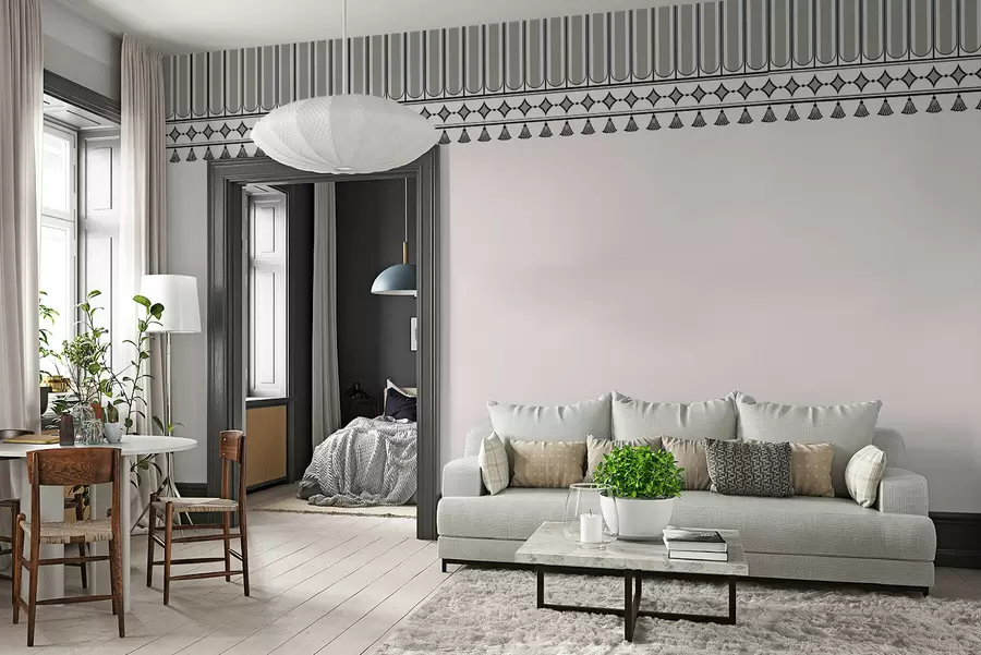 murais de parede Borda decorativa em tons de verde e cinzento w05151v2