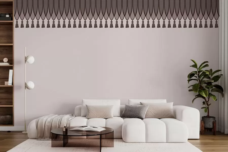 murais de parede Borda decorativa com borlas em tons de lilás w05544v1