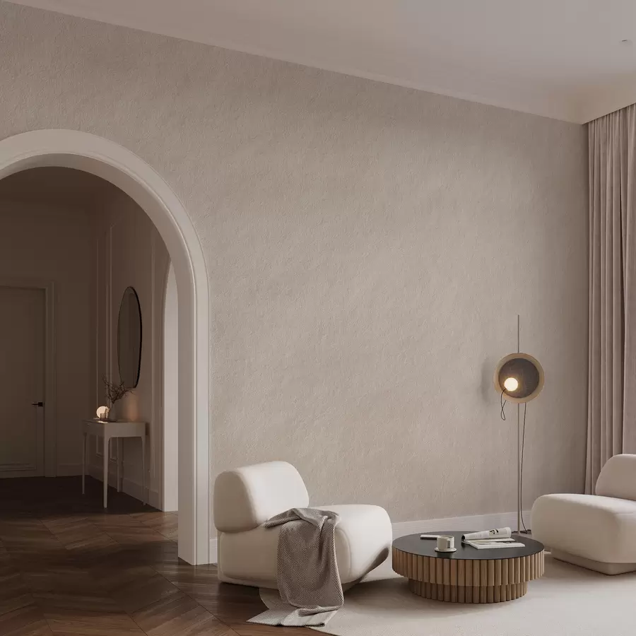murais de parede Fundo bege claro com efeito de gesso decorativo, estilo minimalista, textura de pedra w09800