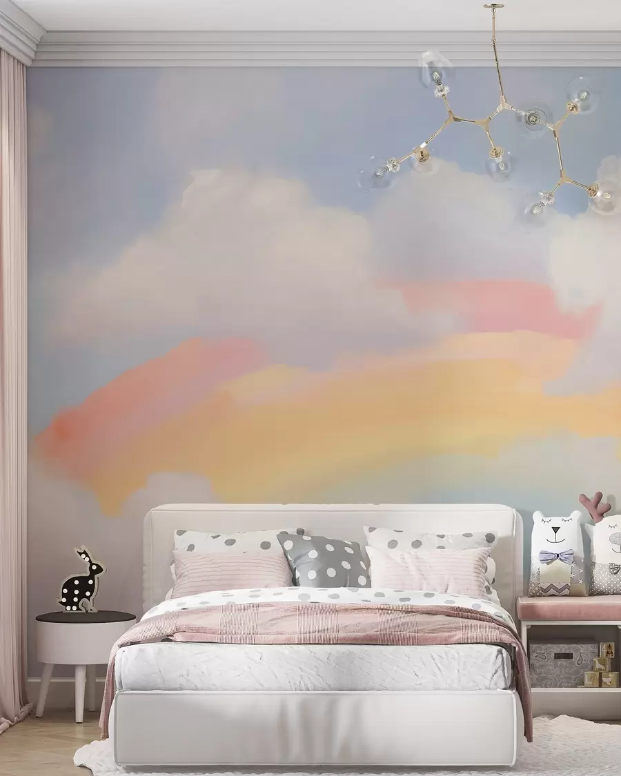 murais de parede Arco-íris abstrato entre as nuvens: imitação de pintura w05592