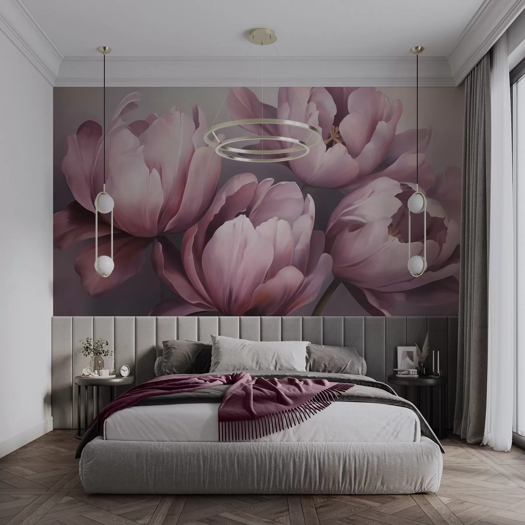 murais de parede Pintura abstrata com imitação de tulipas w05593