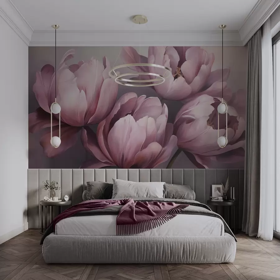 murais de parede Pintura abstrata com imitação de tulipas w05593