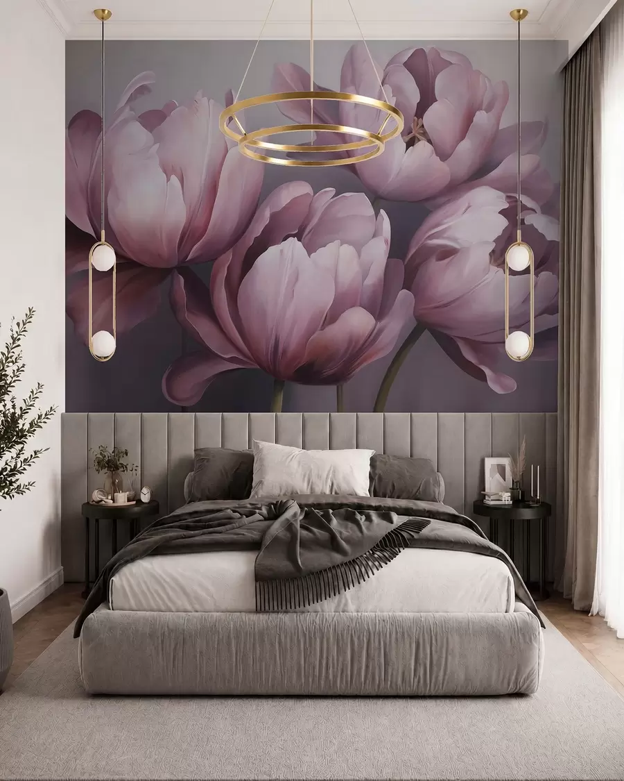 murais de parede Pintura abstrata com imitação de tulipas w05593