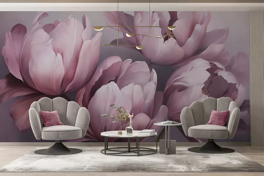 murais de parede Pintura abstrata com imitação de tulipas w05593
