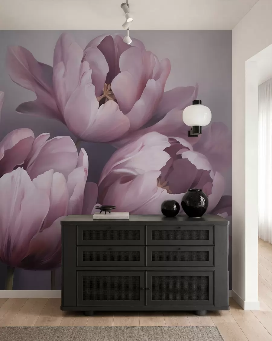 murais de parede Pintura abstrata com imitação de tulipas w05593