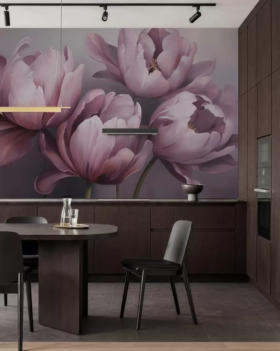 murais de parede Pintura abstrata com imitação de tulipas w05593