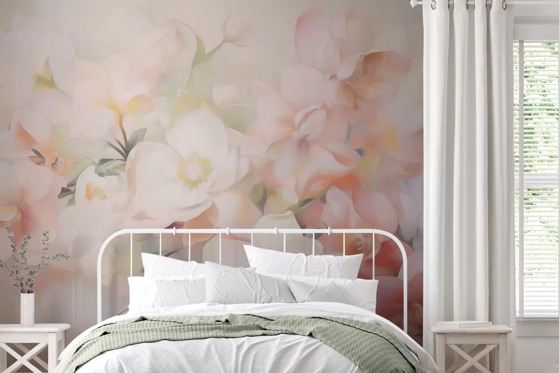 murais de parede Imitação de pintura de delicadas flores abstratas w05594