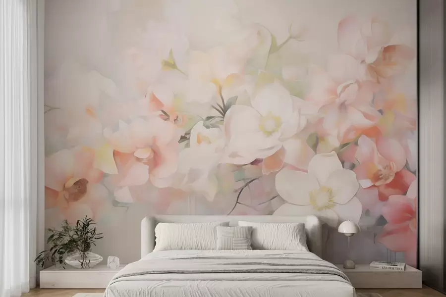 murais de parede Imitação de pintura de delicadas flores abstratas w05594